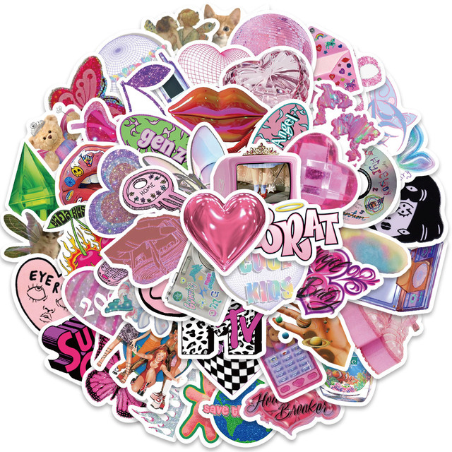 58pcs Y2K Vaporwave Girly Stickers Pack Stationery Phone Guitar Ipad  Sticker DIY Scrapbooking Supplies Journaling Materials - AliExpress